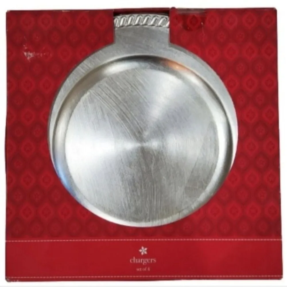 2 Piece Silver Charger Dinner Plates
